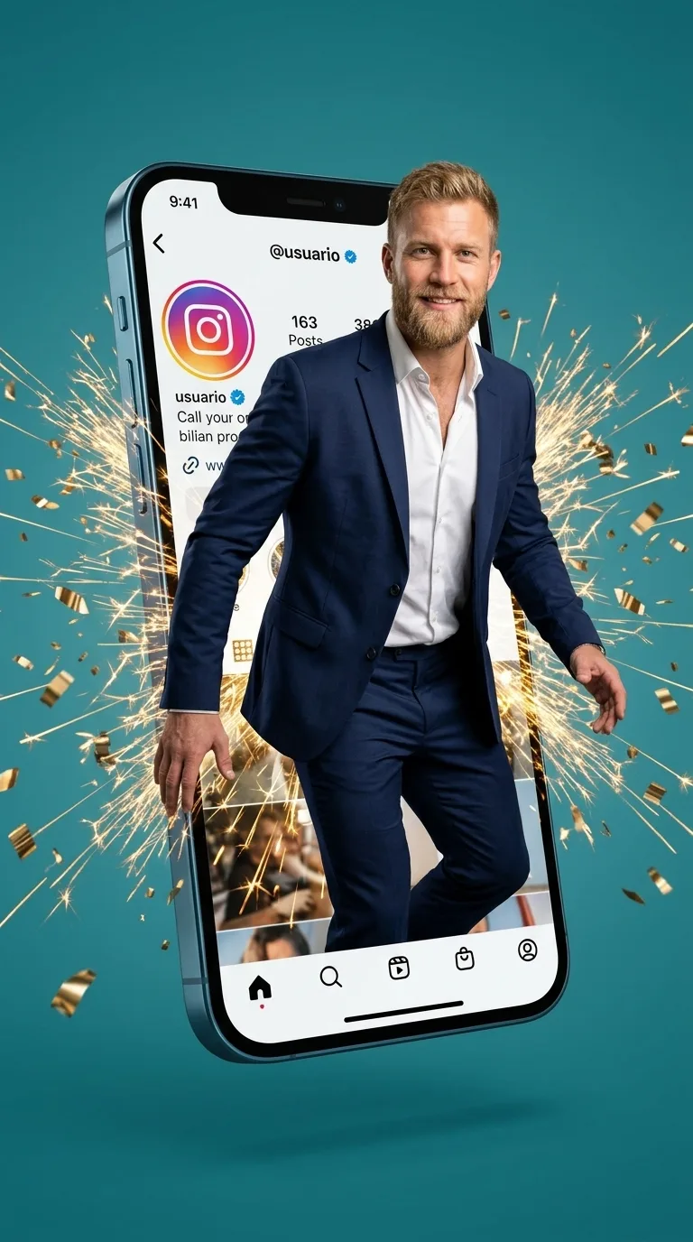 Prompt para Foto Saindo do Celular no Instagram — exemplo de prompt de IA para Imagens em Gemini
