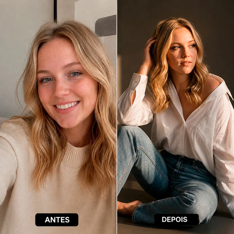 Prompt para Foto Editorial Minimalista Golden Hour com IA — exemplo de prompt de IA para Imagens em Gemini