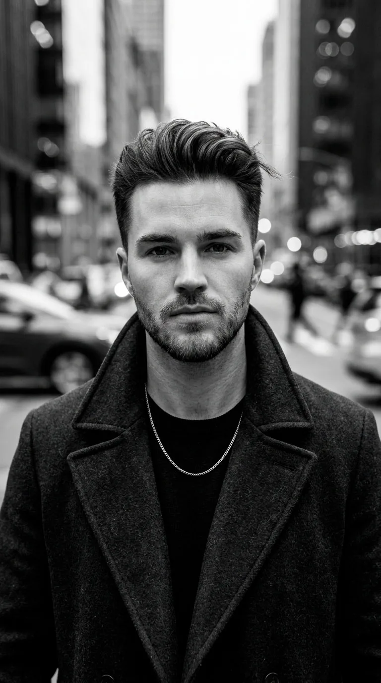 Foto em Preto e Branco Cinematográfica: Prompt IA para Retrato Editorial com Preservação de Identidade — exemplo de prompt de IA para Imagens em ChatGPT
