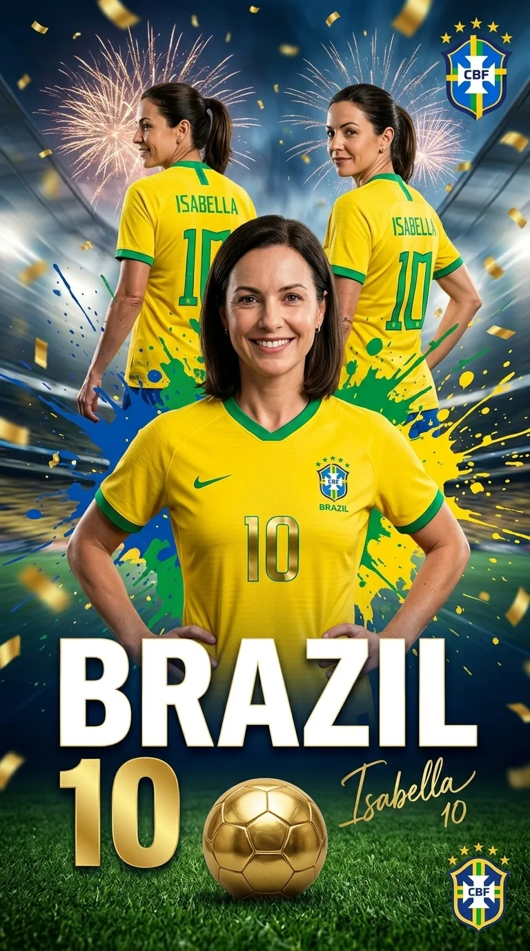 Gerar Pôster Feminino da Copa do Mundo Personalizado — exemplo de prompt de IA para Imagens em Gemini