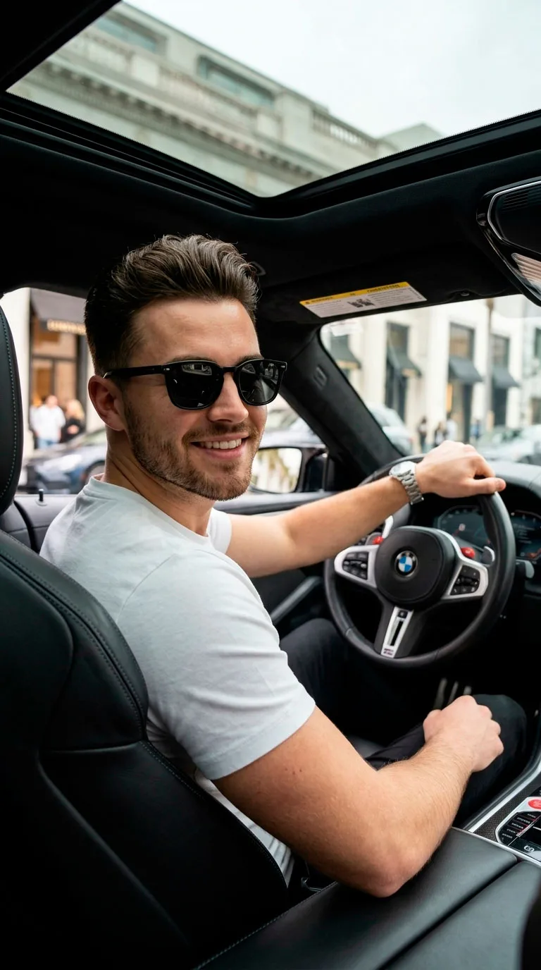 Prompt para Foto Dentro de BMW com IA | Foto de Luxo no Carro — exemplo de prompt de IA para Imagens em Gemini